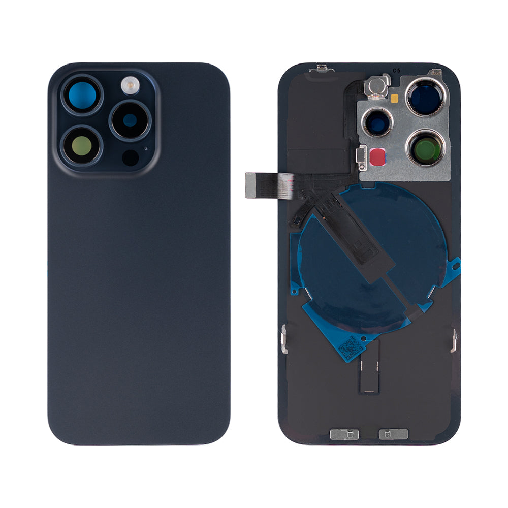 For Apple 15 Pro achterglas met NFC, vergroot cameraframe blauw titanium compatibel