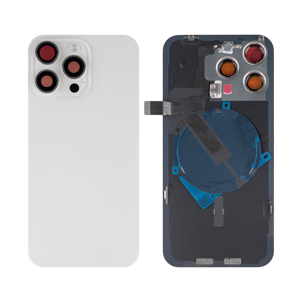 For Apple 15 Pro Max achterglas met NFC, vergroot cameraframe wit titanium compatibel