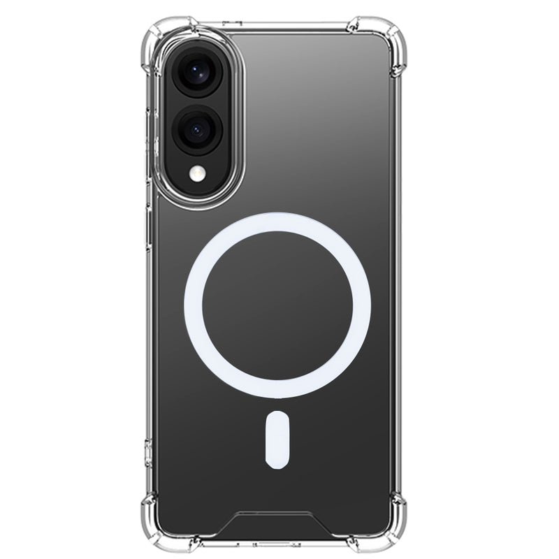 Rixus Anti-Burst Case With MagSafe Compatible For Samsung Galaxy S25 Edge Transparent