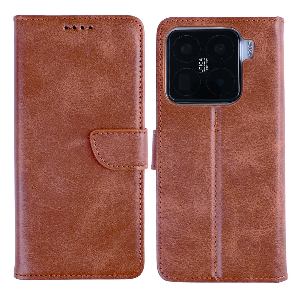 Rixus Boekenkast Voor Xiaomi 15 Pro Bruin