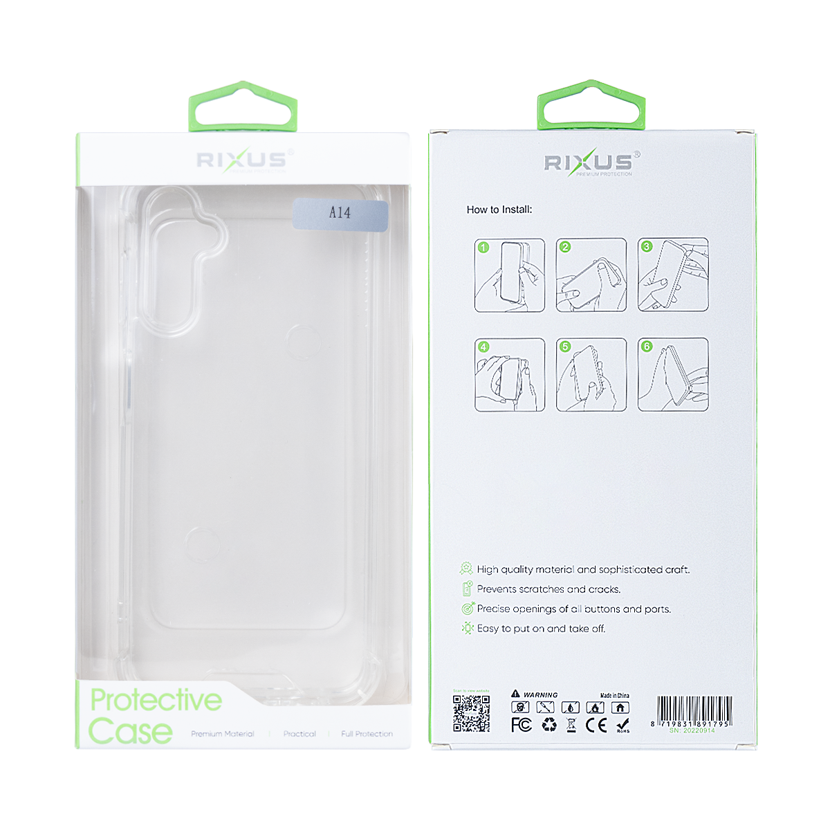 Rixus Anti-Barst Hoesje Voor Samsung Galaxy A14 5G Transparant