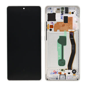 Samsung Galaxy S10 Lite G770F Beeldscherm en Digitizer met Frame Prisma Wit Service Pack