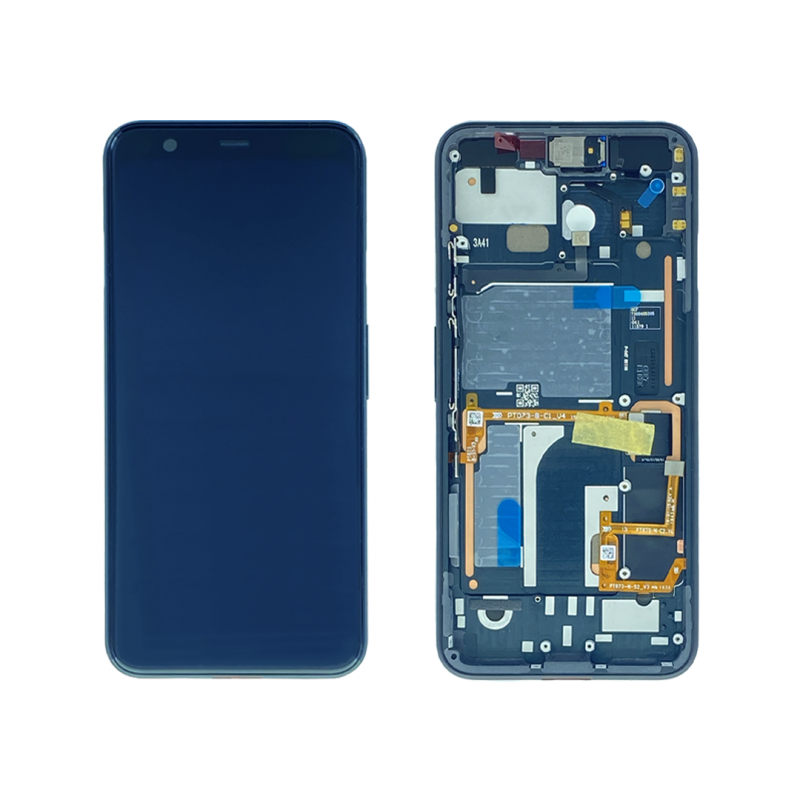Google Pixel 4-scherm en digitizer met frame, alleen zwart, Soft-OLED