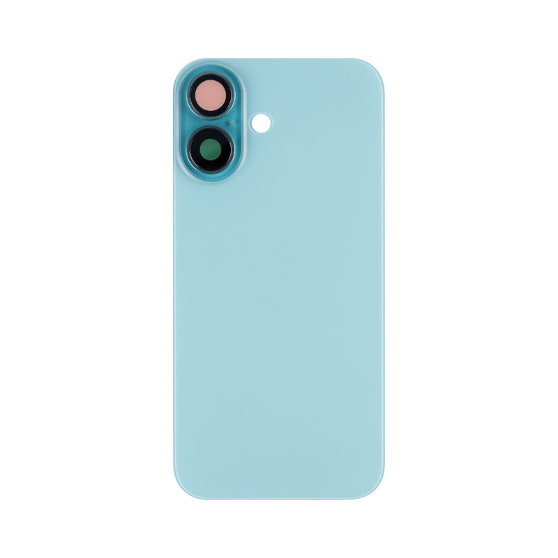 For Apple 16 achterglas zonder NFC, vergroot cameraframe, teal compatibel