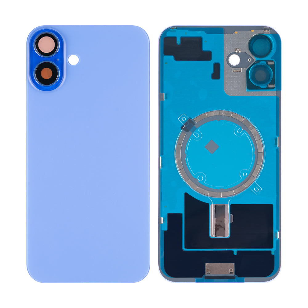 For Apple 16 Plus achterglas zonder NFC, vergroot cameraframe ultramarijn compatibel