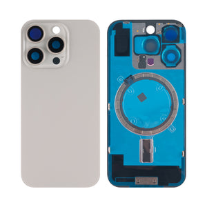 For Apple 16 Pro achterglas zonder NFC, vergroot cameraframe, natuurlijk titanium, compatibel
