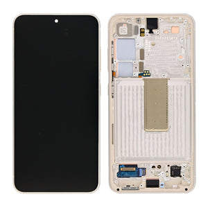 Samsung Galaxy S23 S911B Beeldscherm en Digitizer met Frame Cream Service Pack