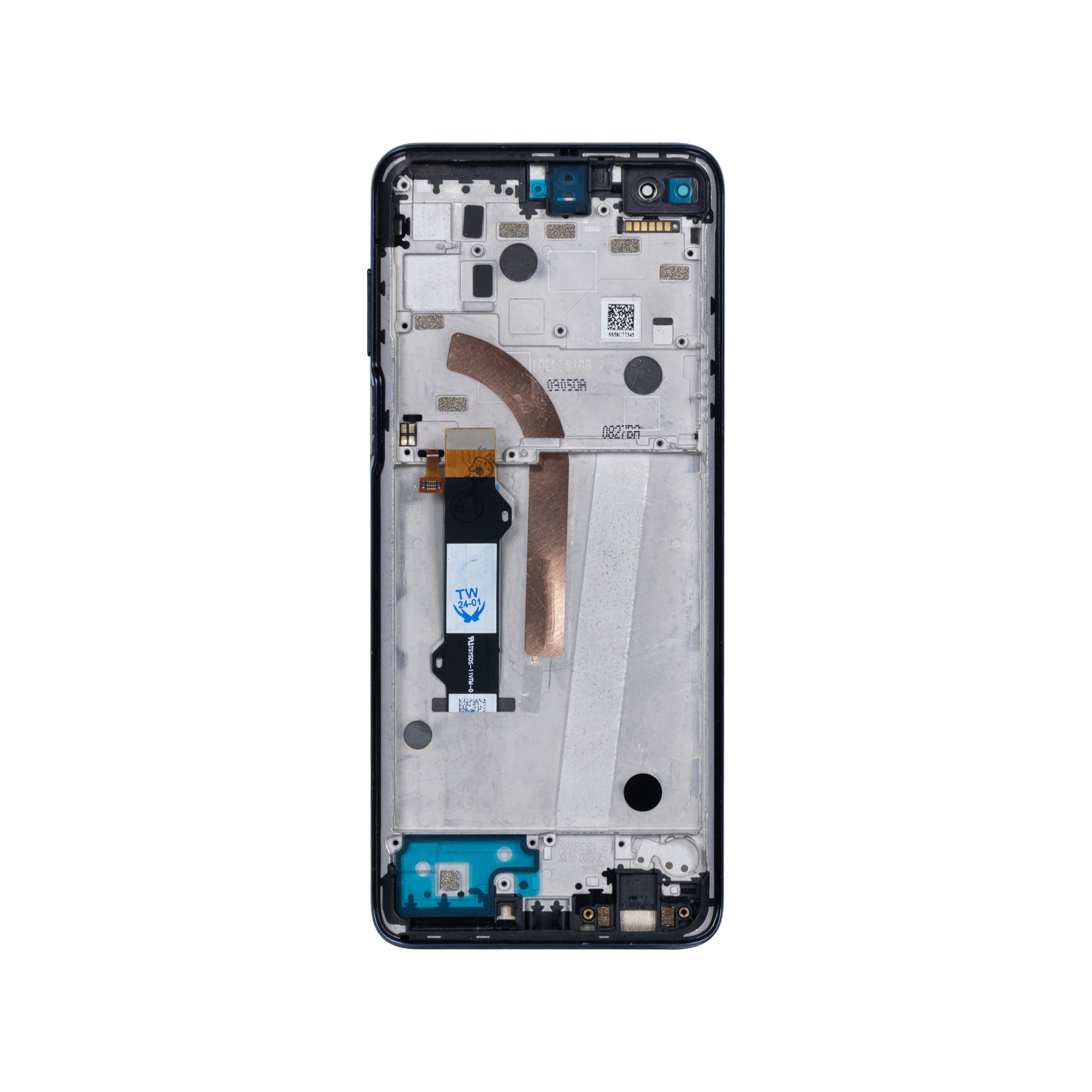 Motorola Moto G 5G Plus-scherm en digitizer met frame Surfing Blue OEM