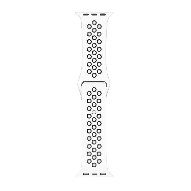 Siliconen dubbele kleur sportband For Apple 38 mm, 40 mm, 41 mm wit, zwart verkoopdoos