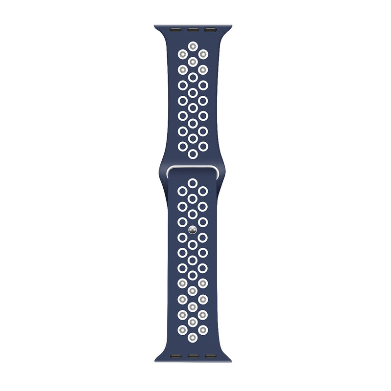Siliconen sportband in twee kleuren For Apple 38 mm, 40 mm, 41 mm Blauw, wit Verkoopdoos