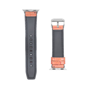 Siliconen en leren band met alligatorstructuur For Apple 42 mm, 44 mm, 45 mm, 49 mm Lichtbruin Verkoopdoos
