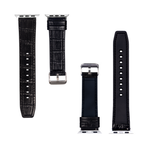 Siliconen en leren band met alligatorstructuur For Apple 42 mm, 44 mm, 45 mm, 49 mm Zwart Verkoopdoos