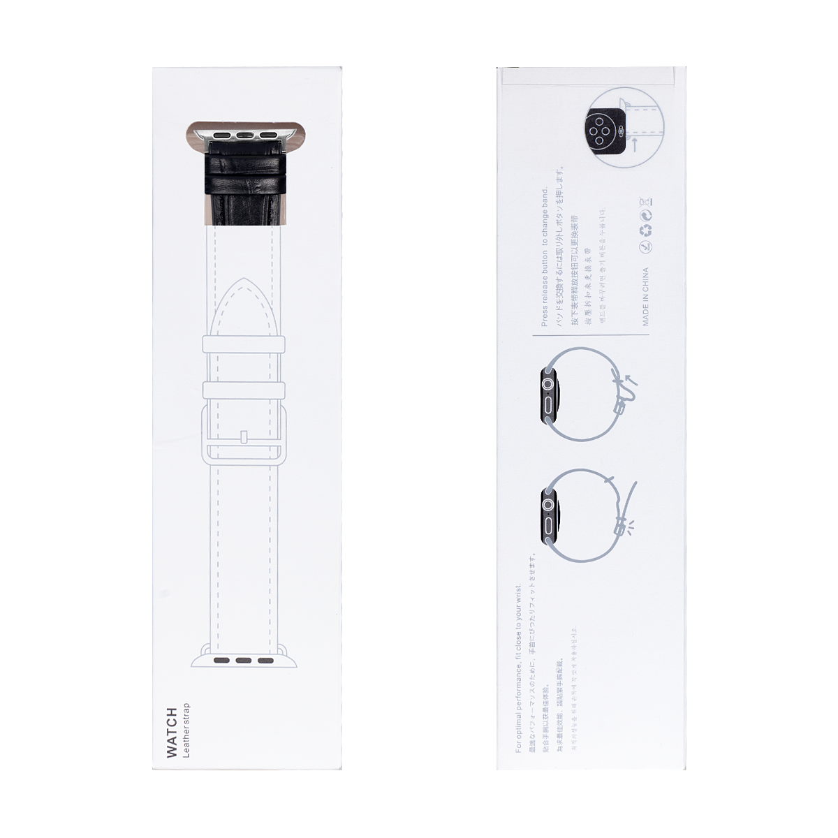 Siliconen en leren band met alligatorstructuur For Apple 42 mm, 44 mm, 45 mm, 49 mm Zwart Verkoopdoos