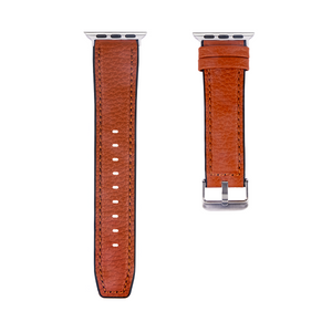 Siliconen en leren band For Apple 42 mm, 44 mm, 45 mm, 49 mm lichtbruin verkoopdoos