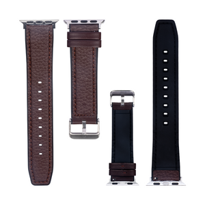 Siliconen en leren band For Apple 38 mm, 40 mm, 41 mm Donkerbruin Verkoopdoos