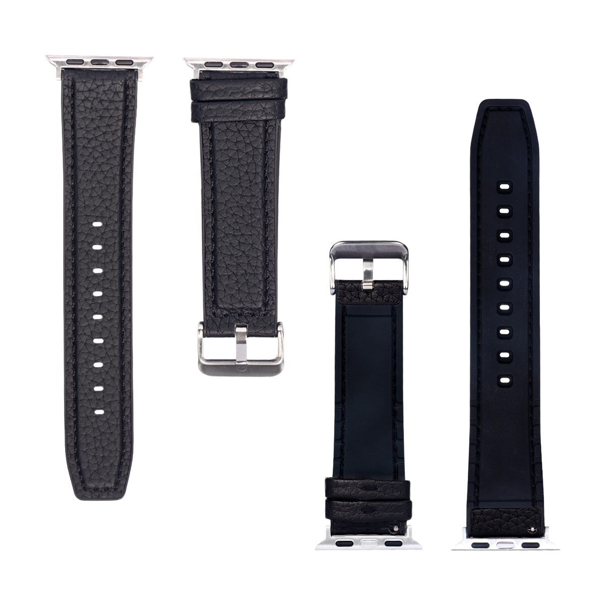 Siliconen en leren band For Apple 38 mm, 40 mm, 41 mm Zwart Verpakking