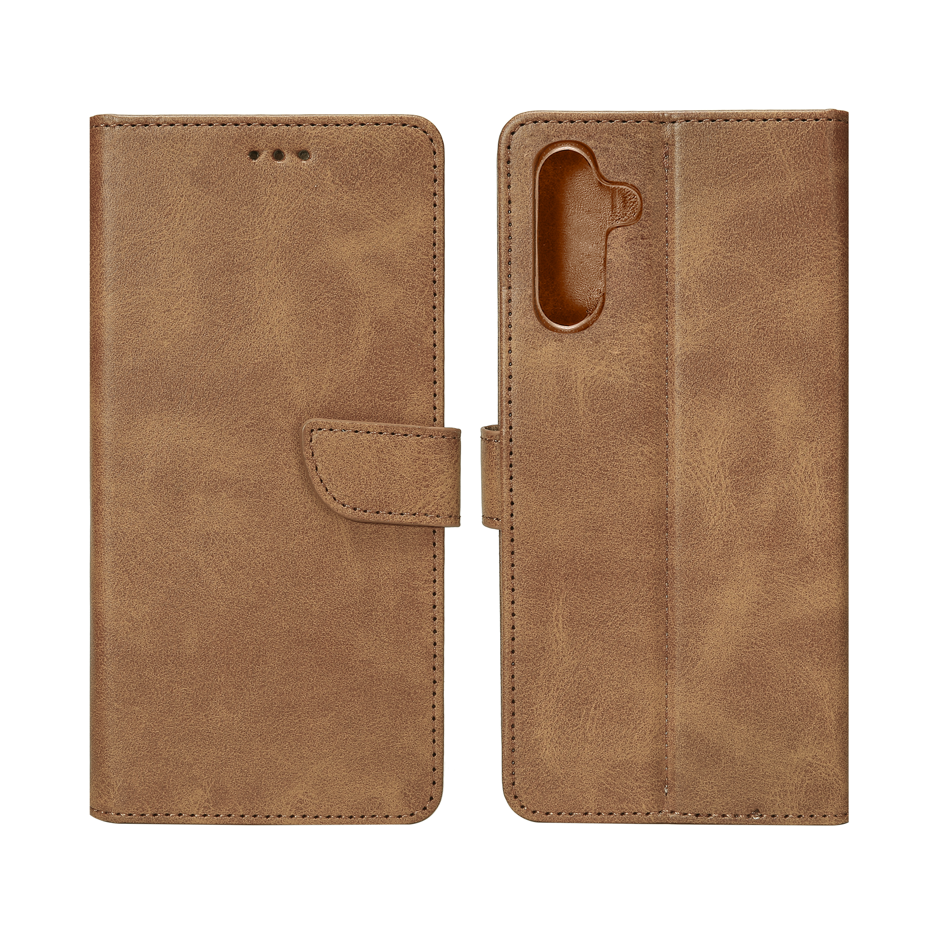 Rixus Boekenhoes Voor Samsung Galaxy S24 Plus, S25 Plus Lichtbruin