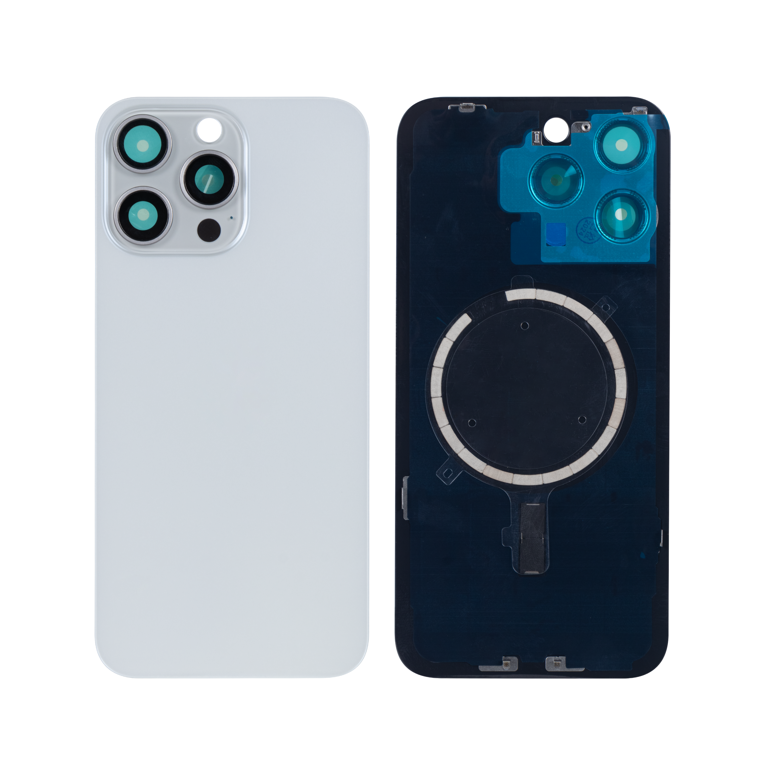 For Apple 15 Pro Max achterglas zonder NFC, vergroot cameraframe wit titanium compatibel