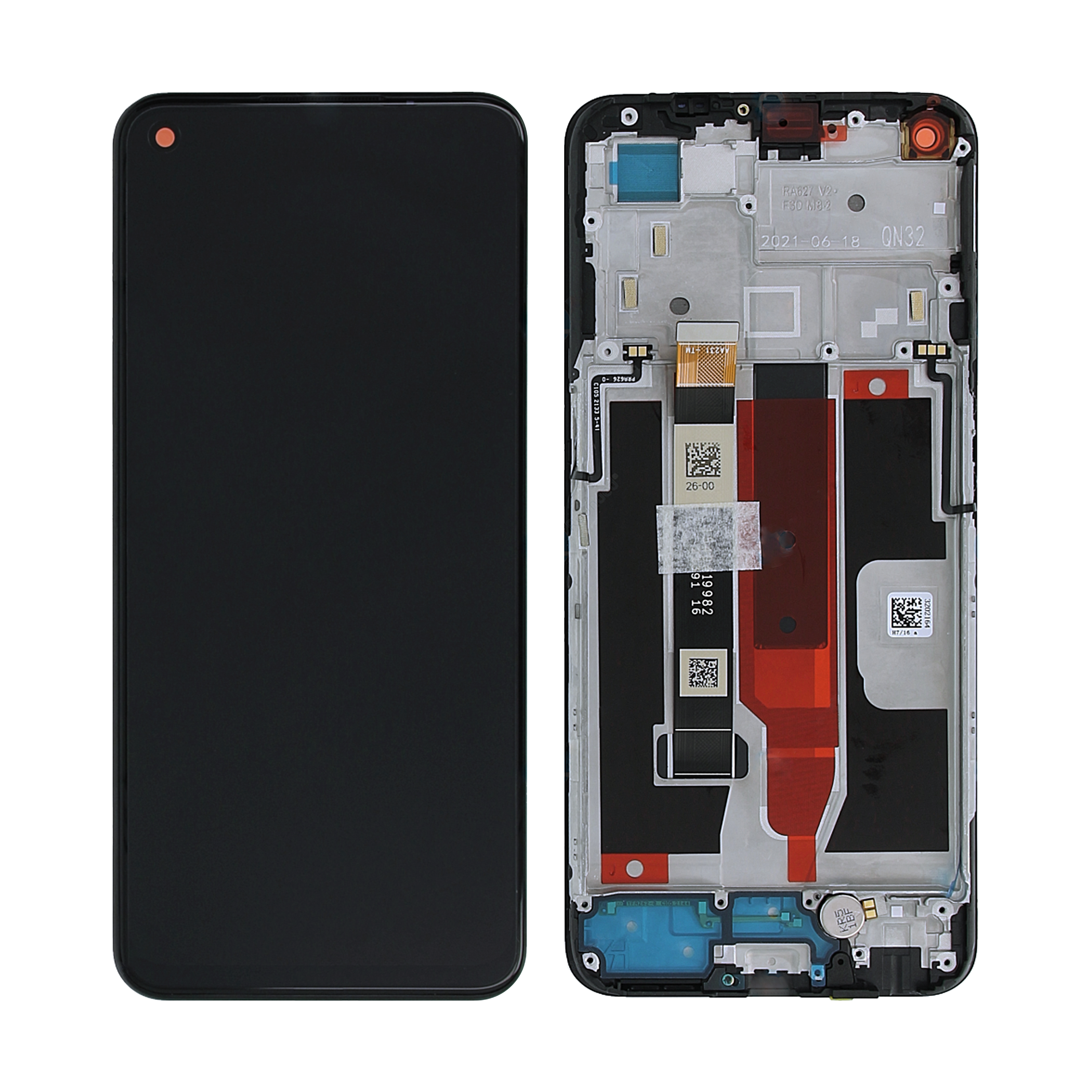Realme 8 5G, Narzo 30 5G-scherm en digitizer met frame blauw OEM