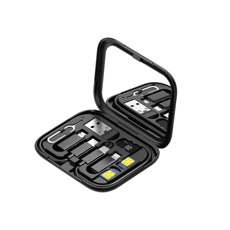 Rixus RXUC16 Multifunctionele kabelkaart USB-adapter Box Kit met spiegel Zwart