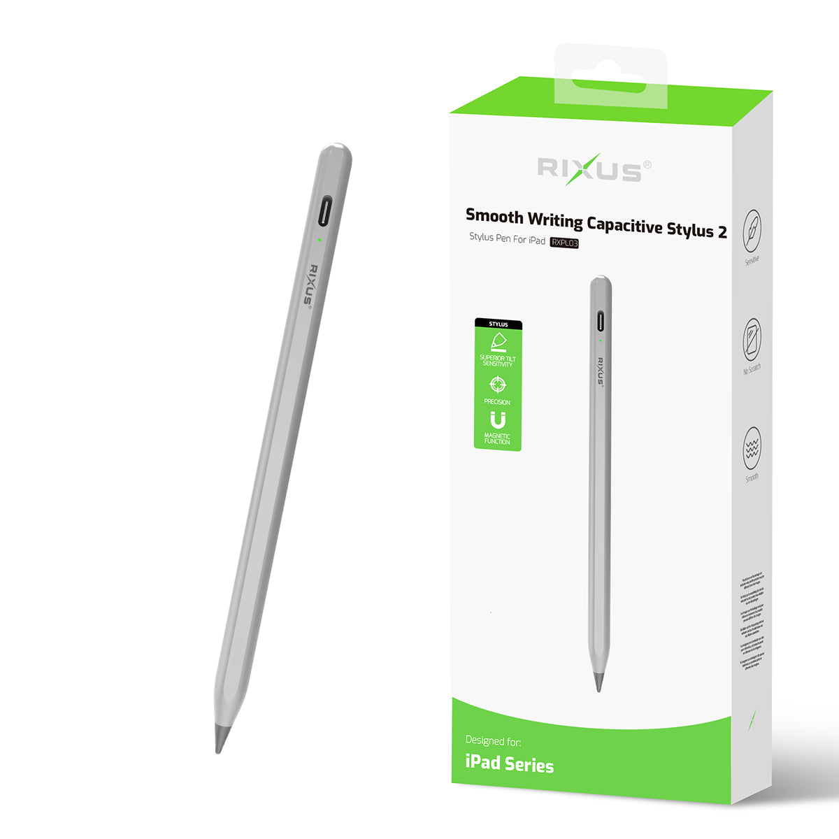 Rixus RXPL03 soepel schrijvende capacitieve stylus 2 For Apple iPad