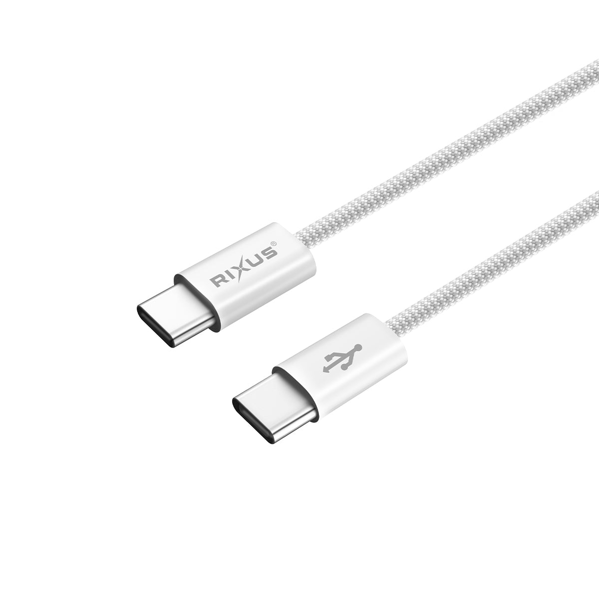 Rixus RXUC15C USB-C naar USB-C Nylon Gevlochten Kabel 1m Wit