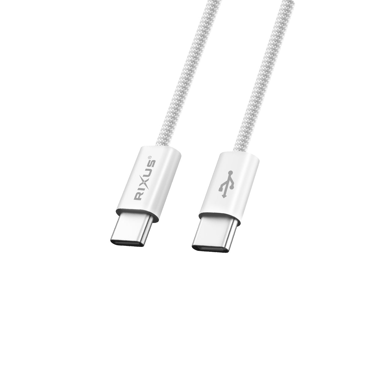 Rixus RXUC15C USB-C naar USB-C Nylon Gevlochten Kabel 1m Wit