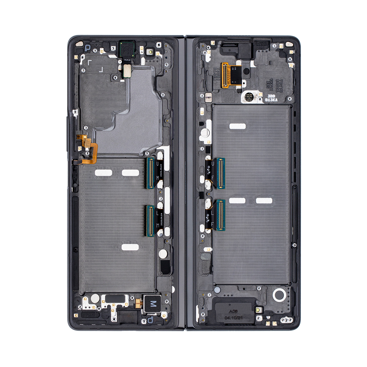 Samsung Galaxy Z Fold2 5G F916B Hoofdscherm en digitizer met frame Mystic Black met zilveren scharnier Service Pack