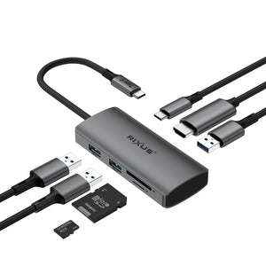 Rixus RXHU10 USB-C naar HDMI-adapter met dockingstation grijs