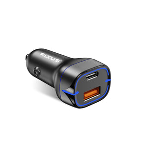 Rixus RXCC13 USB-C PD+QC3.0 Autolader 38W Zwart