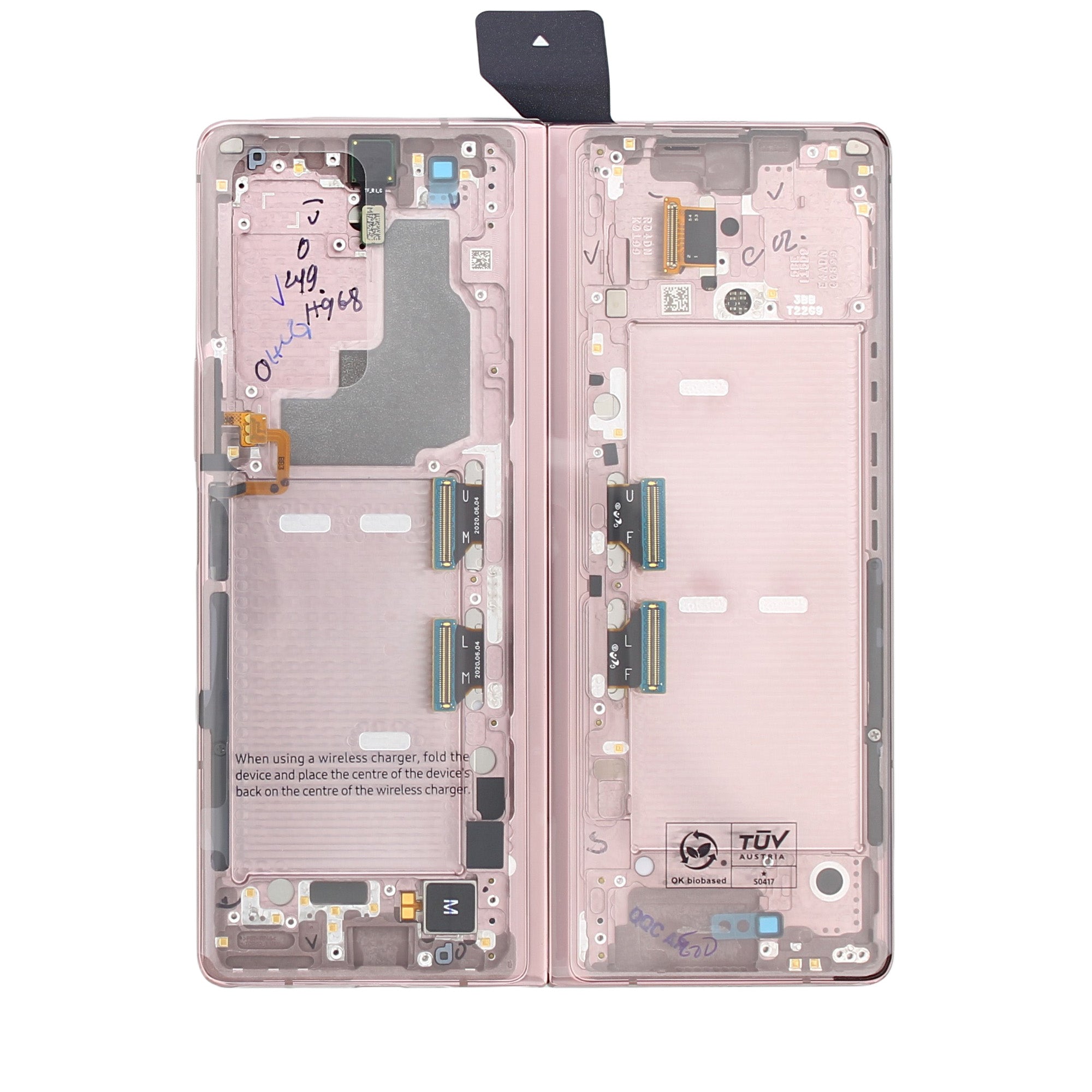 Samsung Galaxy Z Fold2 5G F916B Hoofdscherm en digitizer met frame Mystic Bronze met bronzen scharnier Servicepakket