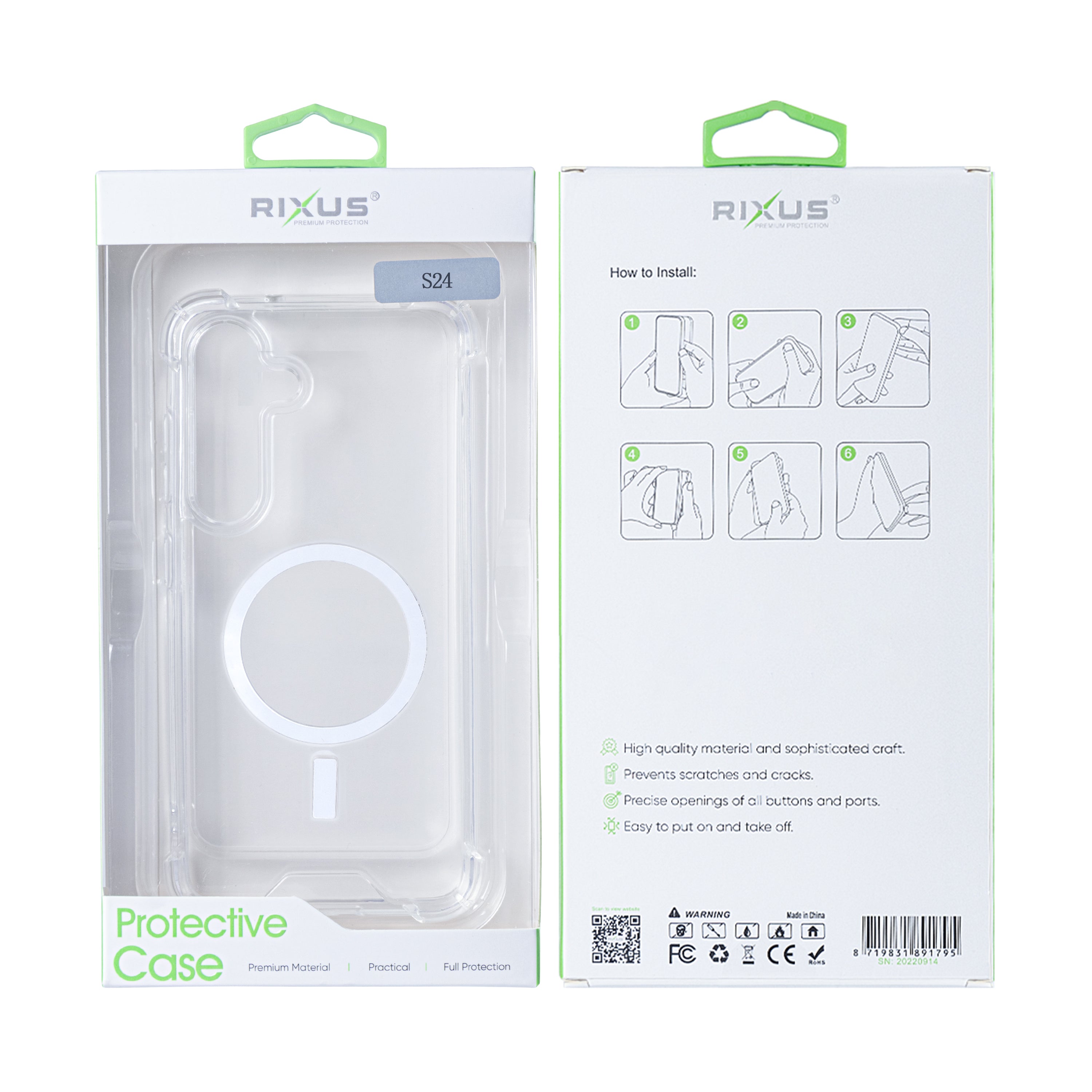 Rixus Anti-Burst Case With MagSafe Compatible For Samsung Galaxy S24, S25 Transparent