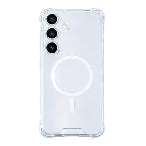 Rixus Anti-Burst Case With MagSafe Compatible For Samsung Galaxy S24 Plus, S25 Plus Transparent