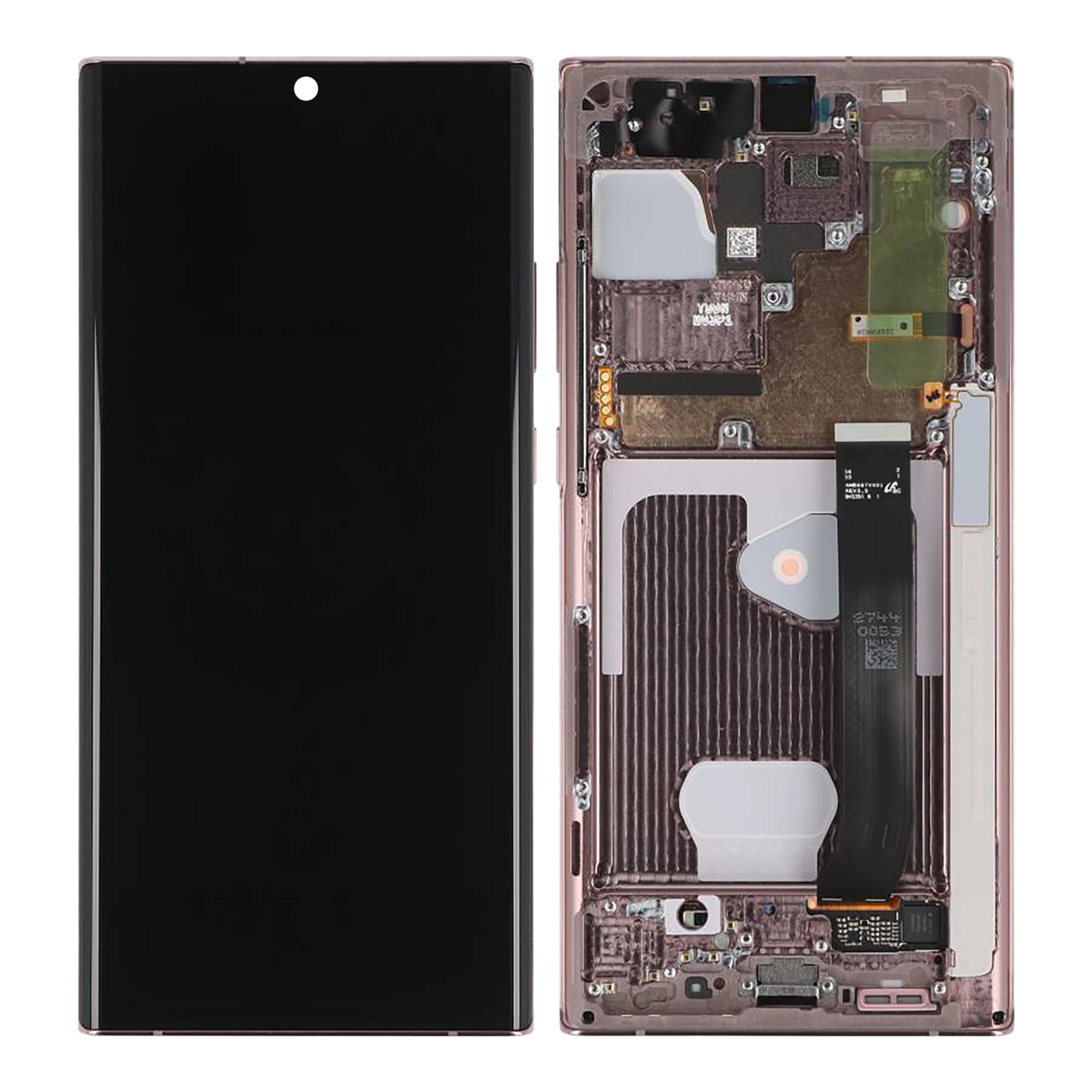 Samsung Galaxy Note 20 Ultra N985F, 5G N986B Beeldscherm en Digitizer met Frame Mystic Bronze Service Pack