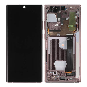 Samsung Galaxy Note 20 Ultra N985F, 5G N986B Beeldscherm en Digitizer met Frame Mystic Bronze Service Pack