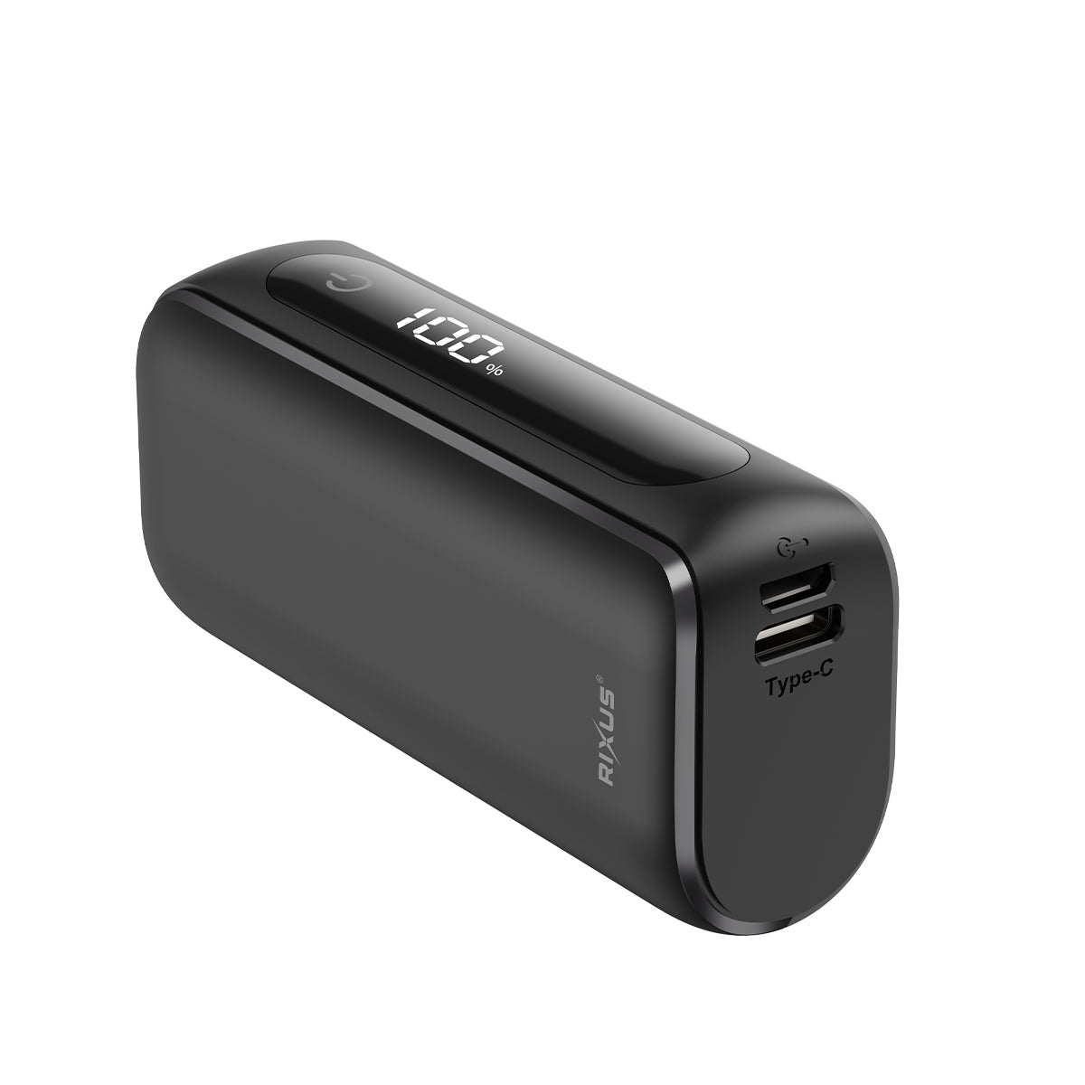 Rixus RXPB23 Compacte Powerbank Digitaal Display 5000mAh Zwart