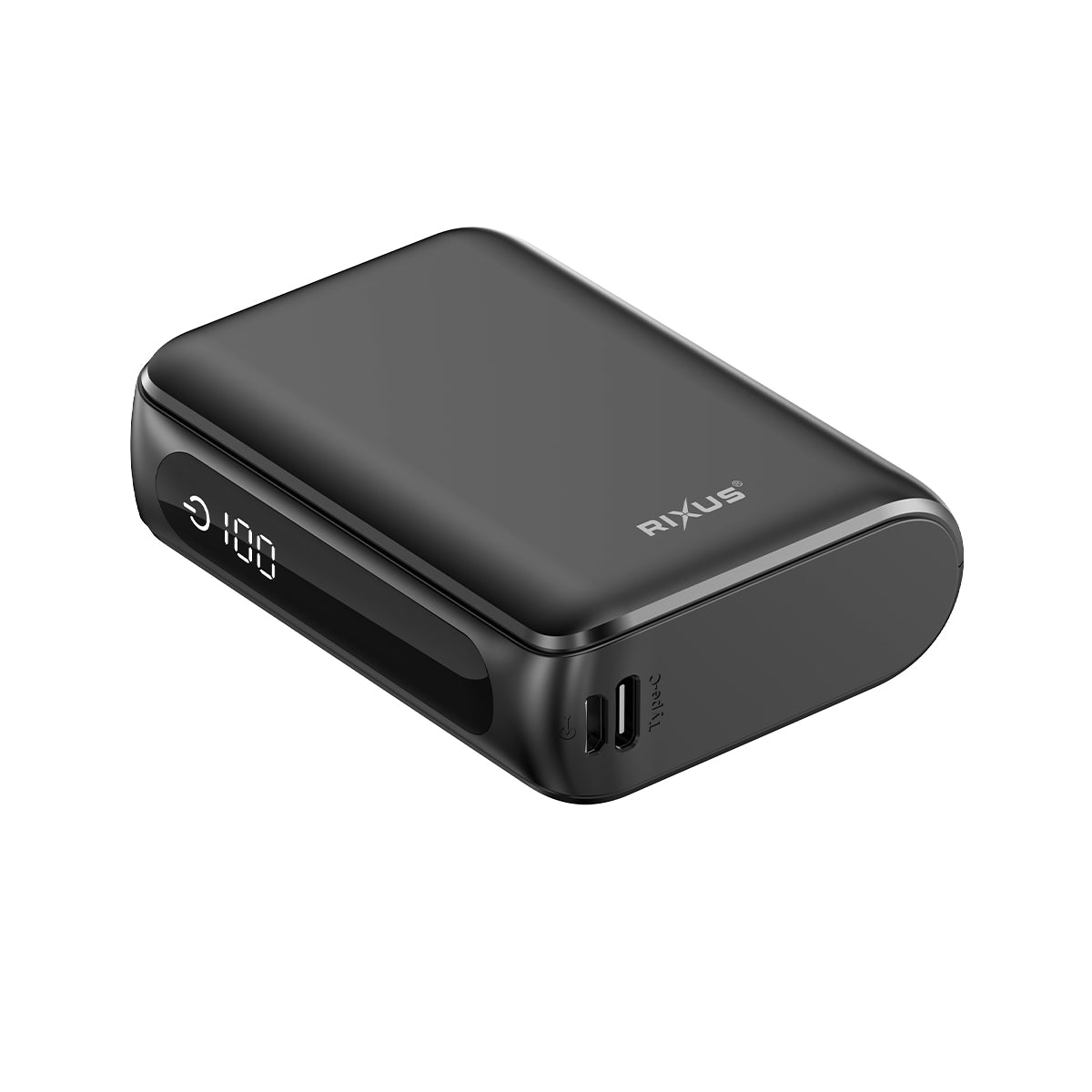 Rixus RXPB24 Compacte Powerbank Digitaal Display 10000mAh Zwart