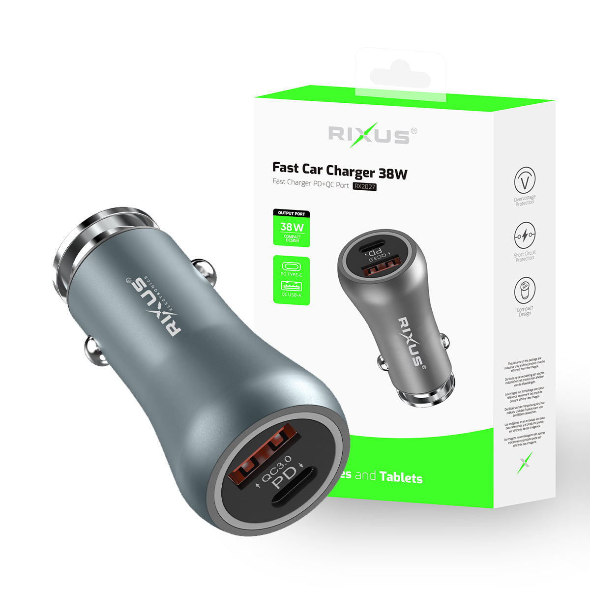 Rixus RX2027 Voor auto snelladen 38W