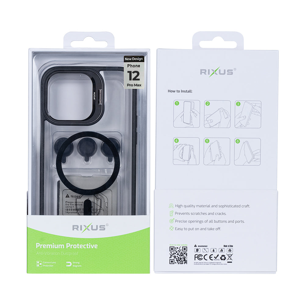 Rixus Classic 03 Hoesje Met MagSafe For Apple iPhone 12 Pro Max Zwart