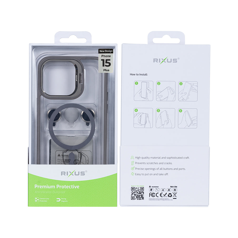 Rixus Classic 03 Hoesje Met MagSafe For Apple iPhone 15 Plus Titaangrijs
