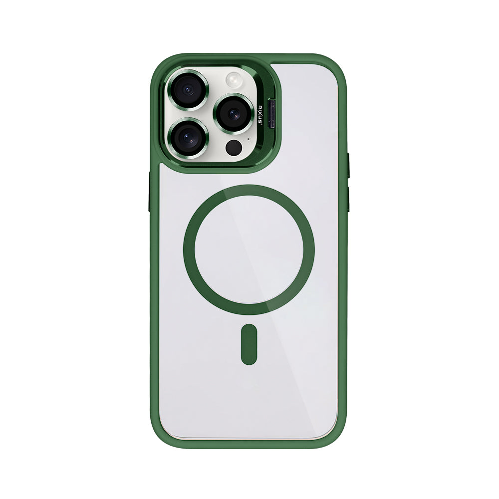 Rixus Classic 03 Case With MagSafe Compatible For Apple iPhone 12, 12 Pro Dark Green