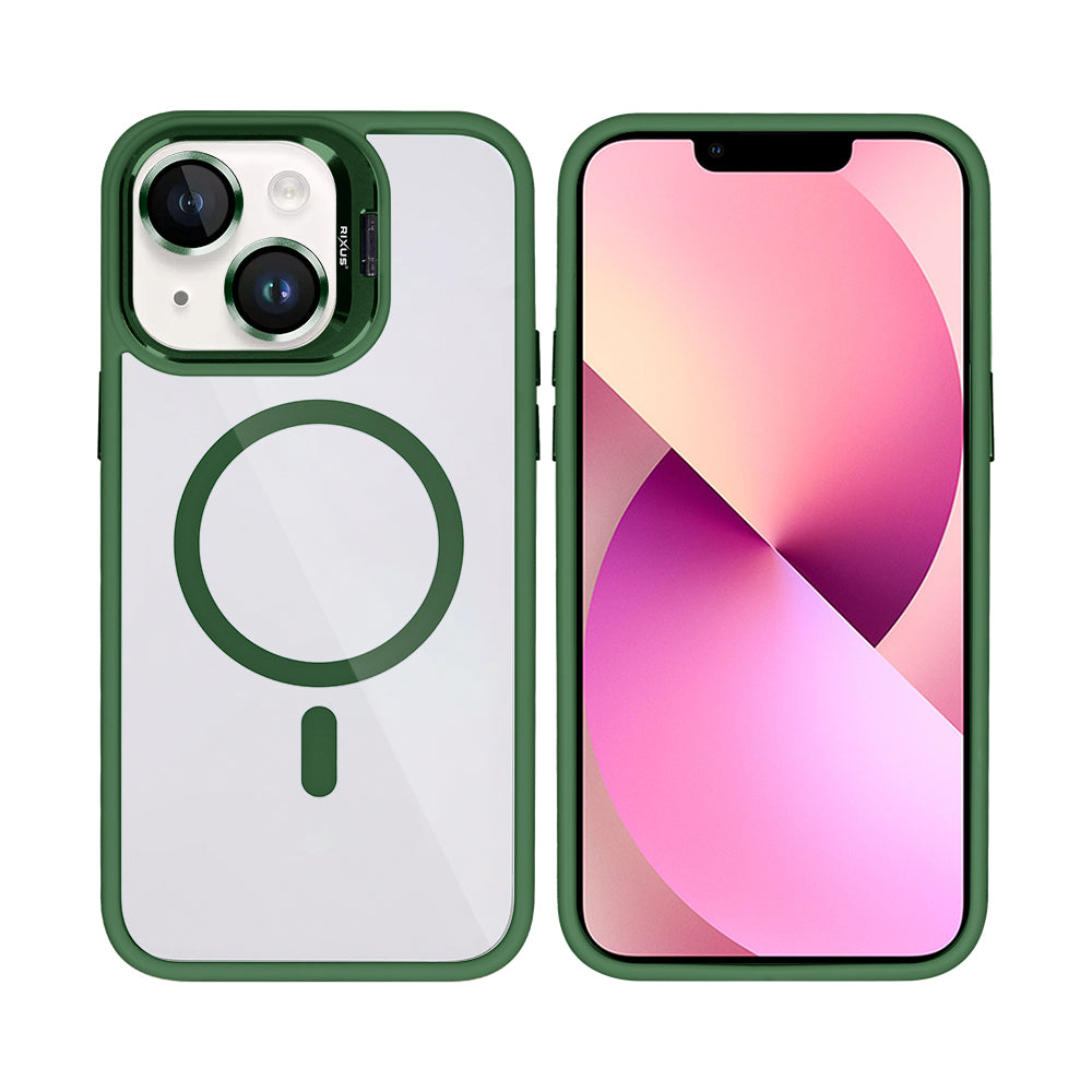 Rixus Classic 03 Case With MagSafe Compatible For Apple iPhone 14 Dark Green