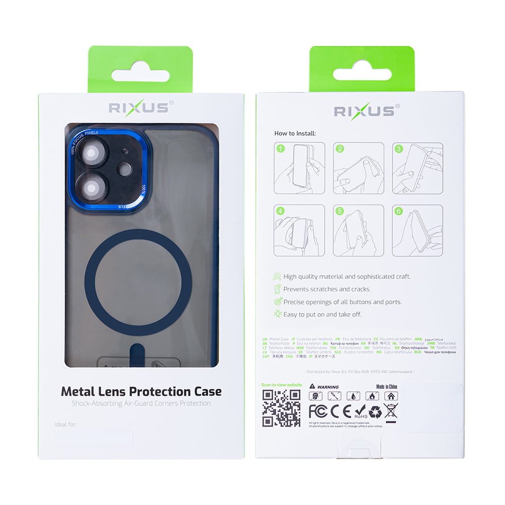 Rixus Classic 04 Hoesje Met MagSafe For Apple iPhone 12 Donkerblauw