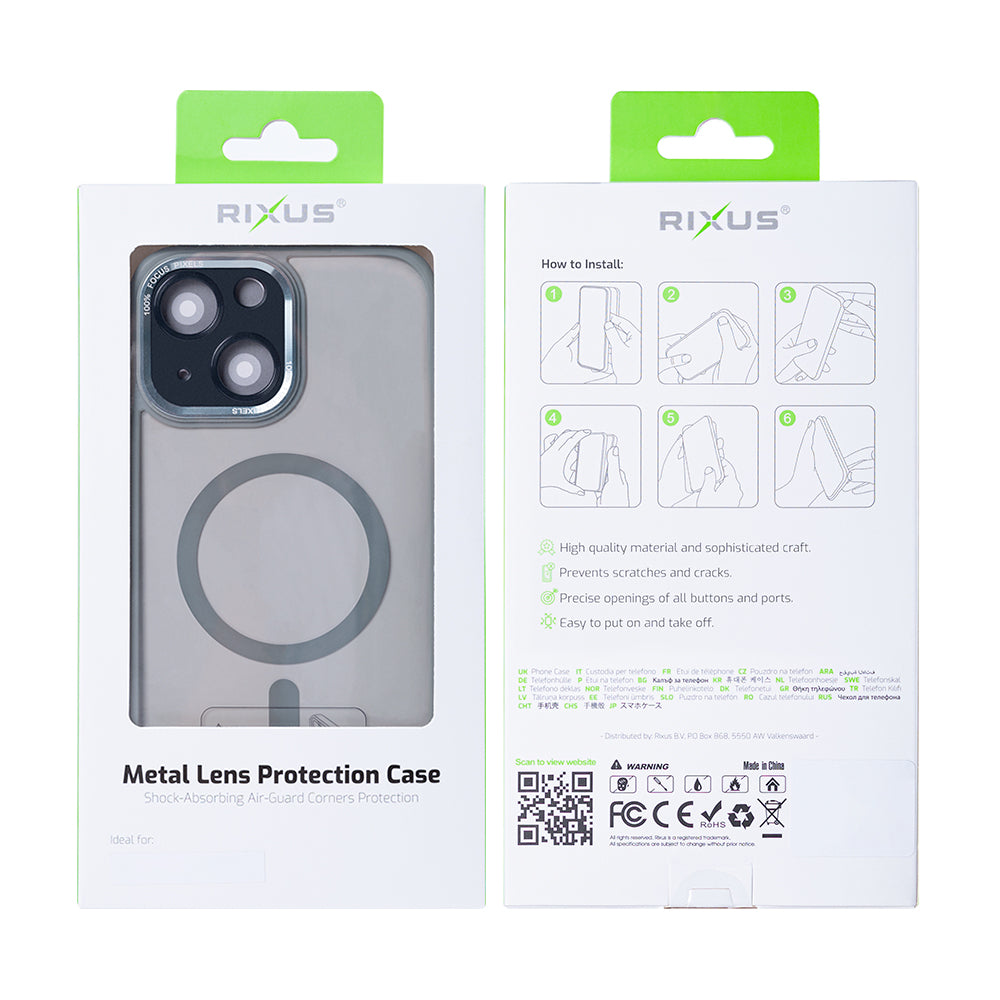 Rixus Classic 04 Case With MagSafe Compatible For Apple iPhone 15 Plus Grey