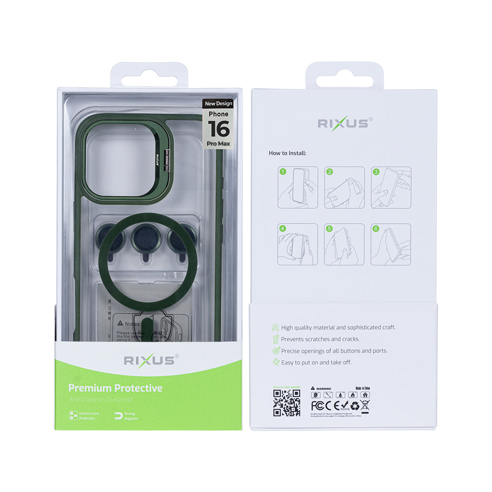 Rixus Classic 03 Hoesje Met MagSafe For Apple iPhone 16 Pro Max Donkergroen