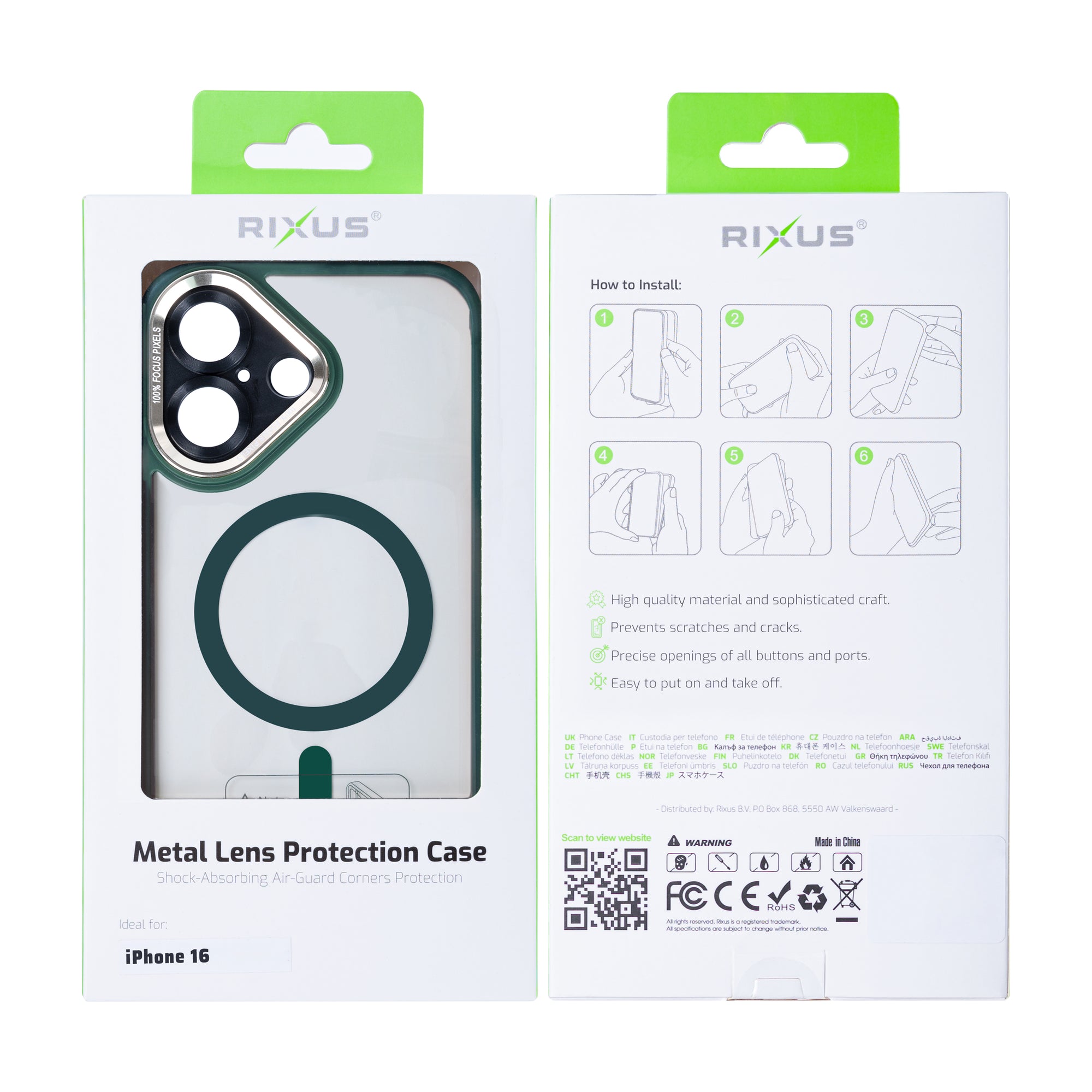 Rixus Classic 04 Hoesje Met MagSafe For Apple iPhone 16 Donkergroen