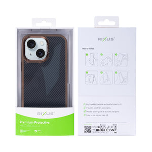 Rixus Mag Carbon With MagSafe Compatible For Apple iPhone 13 Brown