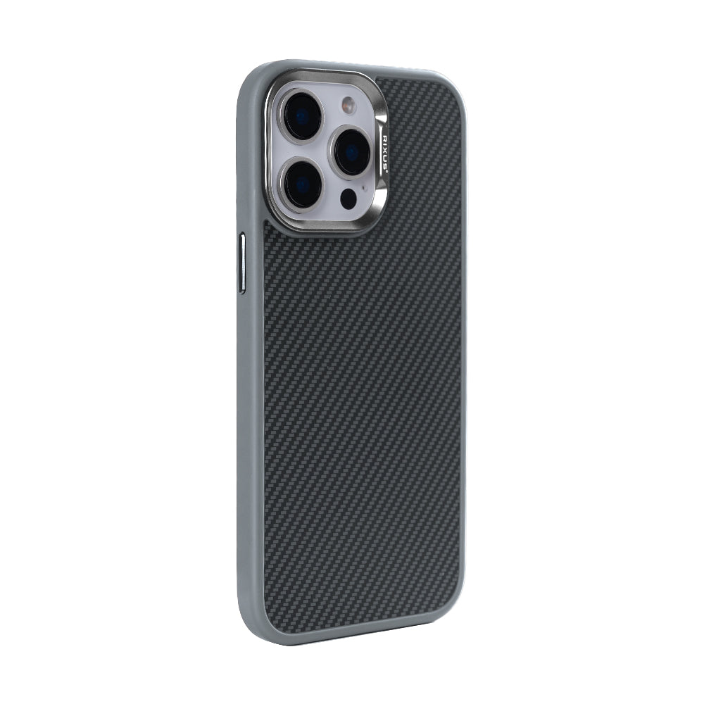 Rixus Mag Carbon Met MagSafe For Apple iPhone 12 Pro Max Titaangrijs
