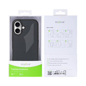Rixus Mag Carbon With MagSafe Compatible For Apple iPhone 16 Titanium Black
