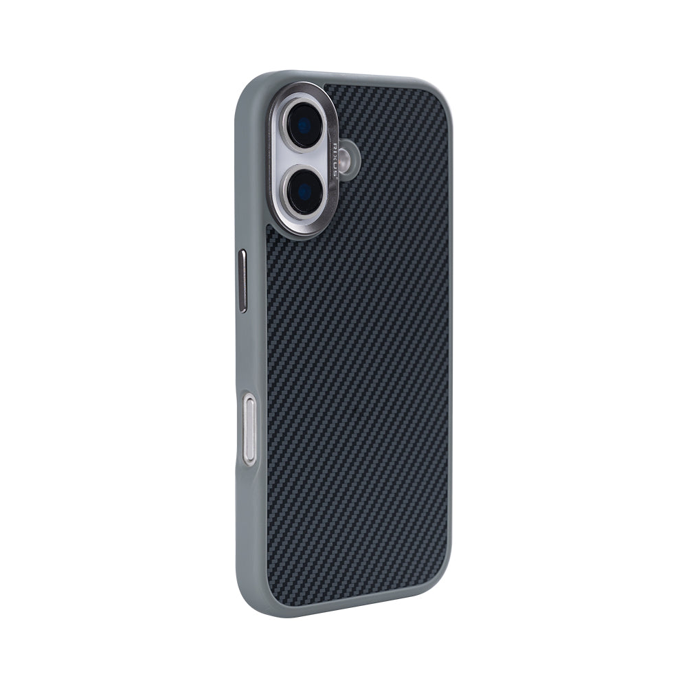 Rixus Mag Carbon With MagSafe Compatible For Apple iPhone 16 Titanium Grey